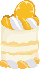 Cartoon orange cake illustration on transparent background.
