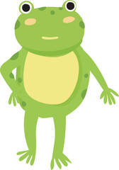 Cartoon cute frog illustration on transparent background.
