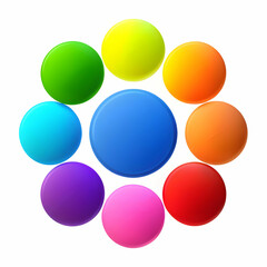a group of circles with different colors with whit background