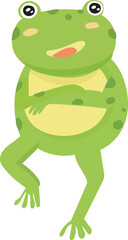 Cartoon cute frog illustration on transparent background.
