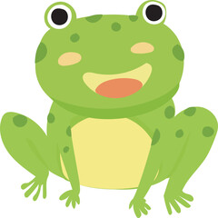 Cartoon cute frog illustration on transparent background.
