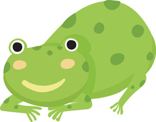 Fototapeta premium Cartoon cute frog illustration on transparent background. 