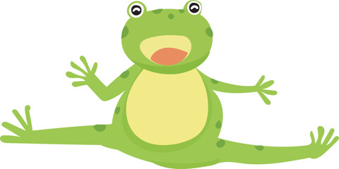 Fototapeta premium Cartoon frog illustration on transparent background. 
