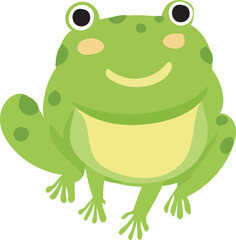 Cartoon frog illustration on transparent background.
