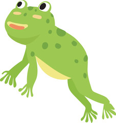 Fototapeta premium Cartoon jumping frog illustration on transparent background. 
