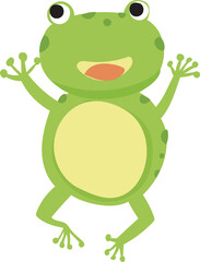 Cartoon frog illustration on transparent background.
