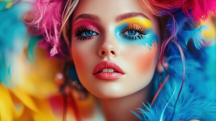 Obraz premium Colorful Beauty with Feathers