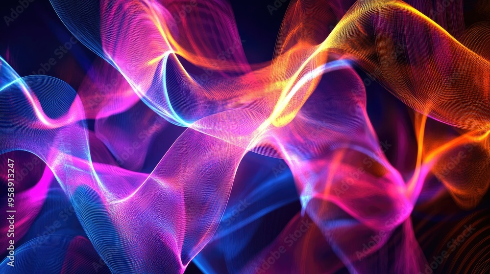 Poster abstract resonance wave backdrop with flowing lines and rhythmic motion, presenting a modern and ene