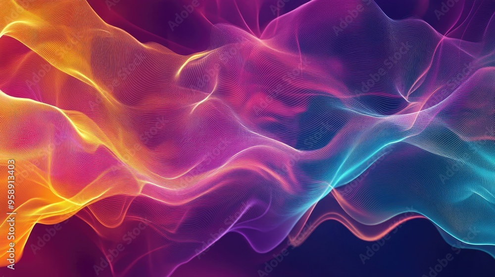 Poster abstract resonance wave backdrop with flowing lines and rhythmic motion, presenting a modern and ene