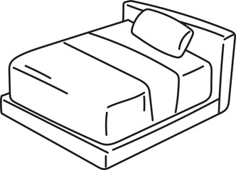 Hand drawn bed illustration on transparent background.

