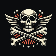 Danger warrior skull vector illustration graphic with decorative colourful pattern with sword and crossbones t-shirt Dark Art Skull Head with Bone Black and White Illustration Skull and crossbones hap