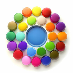 a group of circles with different colors with whit background