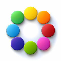 a group of circles with different colors with whit background