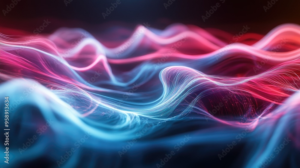 Poster abstract resonance wave background with fluid, rhythmic lines creating a dynamic visual effect. perf