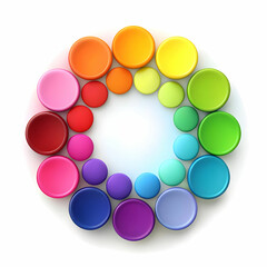 a group of circles with different colors with whit background