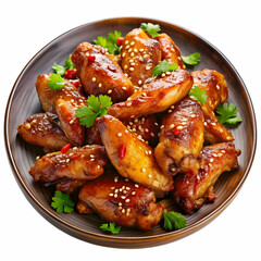 barbecue chicken wings with white sesame and vario