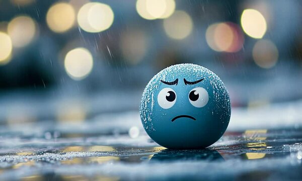 A Lonely Emoji in the Rain