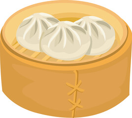 Chinese dumpling illustration on transparent background.
