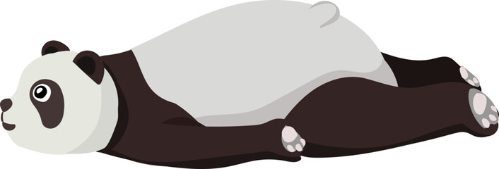Fototapeta premium Cartoon sleeping panda illustration on transparent background. 