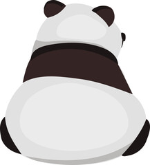 Cartoon cute panda illustration on transparent background.
