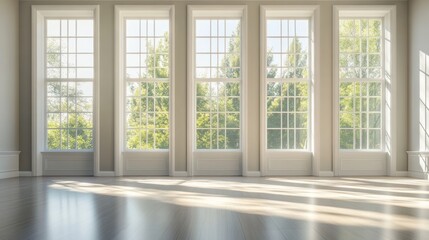 Fototapeta premium Sunlight Streaming Through Large Windows