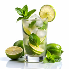 classic cooling mojito with white background