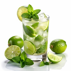 classic cooling mojito with white background