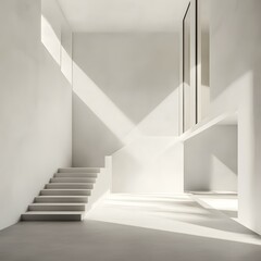 Obraz premium Modern Interior Design With Staircase and Sunlight