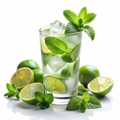 classic cooling mojito with white background