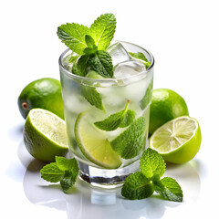 classic cooling mojito with white background