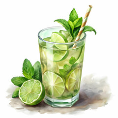 classic cooling mojito with white background