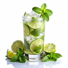 classic cooling mojito with white background