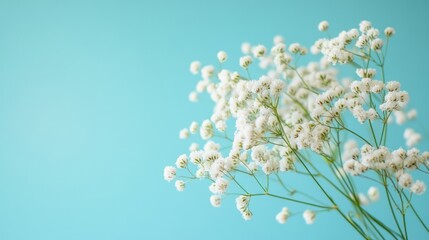 White Flowers on Blue Background