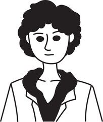 Cartoon man hand drawn doodle illustration on transparent background.
