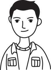 Cartoon man doodle illustration on transparent background.
