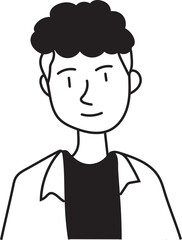 Cartoon man doodle illustration on transparent background.
