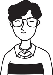 Cartoon man doodle illustration on transparent background.
