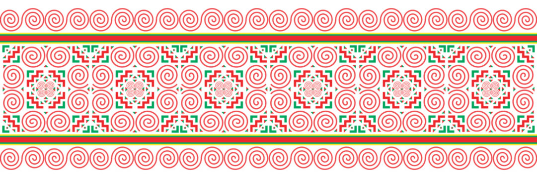 Hmong ethnic patterns, curves forming mountains and spirals, which are the identity of the Hmong ethnic group, are used to make clothes, skirts, bags, etc.