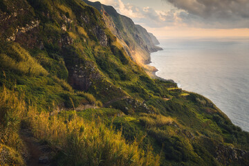 Beautiful view over the Atlantic Ocean from Miradouro Farol da Ponta do Pargo viewpoint, in Madeira, Portugal