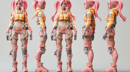 Naklejka premium Cyberpunk Female Character Design