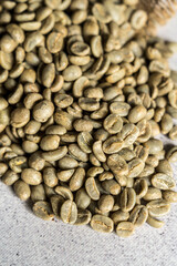 Unroasted green coffee beans