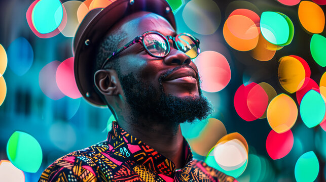 a man wearing a diversify color dress, posing with a smil