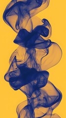 Blue Smoke on Yellow Background, Abstract Image, Texture, Pattern, Wallpaper, Cover and Screen for Smartphone, Cell Phone, PC, Laptop, 9:16 and 16:9 Format