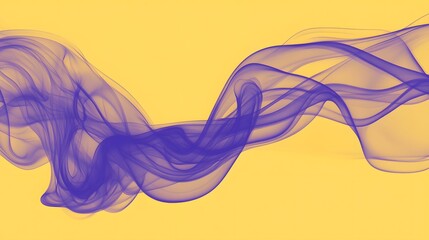 Obraz premium Blue Smoke on Yellow Background, Abstract Image, Texture, Pattern, Wallpaper, Cover and Screen for Smartphone, Cell Phone, PC, Laptop, 9:16 and 16:9 Format