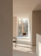 Modern Minimalist Interior Design with Two Chairs and Large Window