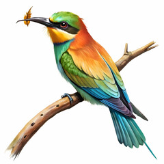 colorful bee eater trying to eat a flying insect o