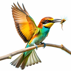 colorful bee eater trying to eat a flying insect o