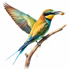 colorful bee eater trying to eat a flying insect o