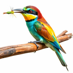 colorful bee eater trying to eat a flying insect o