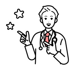 医師　元気にポイントを伝えるイラスト